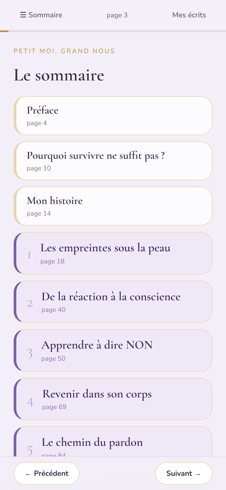 Livre numérique interactif — Petit moi, grand nous : libérer l'enfant intérieur et renaître après un traumatisme