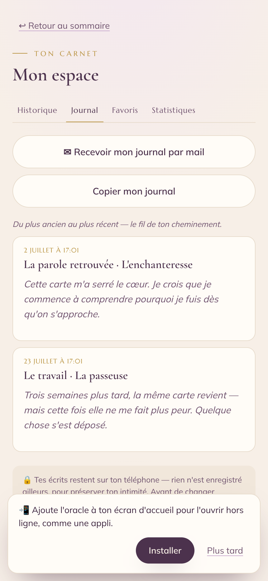 oracle écran journal