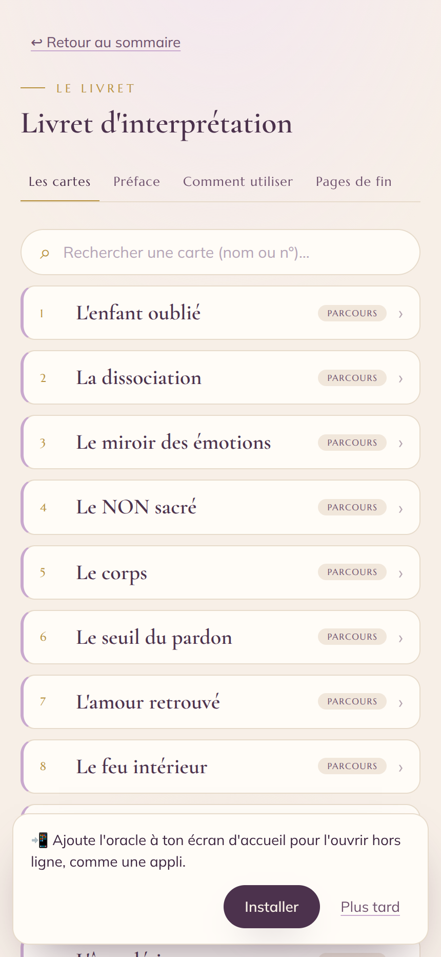 oracle écran livret